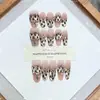 Daiyueda Unhas Vestíveis Puras Feitas à Mão Outono e Inverno Novo Estampa de Leopardo Mel Estampa de Leopardo Pintada à Mão Manicure Olho de Gato Elegante Patch