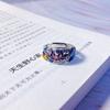 Esmalte Loto Koi Vintage Color Versátil Artesanía al Óleo Blanqueamiento Elegante Anillo de Loto Arte Clásico Comida Anillo para el Dedo Marea