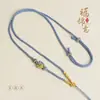 Collar Colgante Cordón Tejido a Mano Puro Trenzado de Cuatro Hilos Nudo Mandala Nueva Chinoiserie Colgante de Jade Cuerda de Jade Dorado