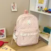 Mochila para Estudiante de Secundaria Estilo Ins College Estilo Polka Dot Alto Valor Estético Encaje Dulce Estilo Chica Suave Mochila de Viaje