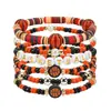 Pulsera de Cuentas de Arroz y Arcilla Suave con Letras, Pulsera Deportiva de Pelota de Fútbol, Rugby, Baloncesto de Arcilla Suave Elástica