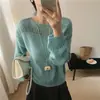 Suéter de Punto Hueco de Capas Perezosas con Mangas Largas para Mujer 2026 Otoño Nuevo Estilo Holgado Adelgazante Capa Interior Ropa Exterior Suéter Top