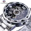 Reloj forsining moda para hombre casual clásico popular hueco pedrería manual reloj mecánico entrega de una pieza