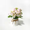 Mini Bola de Flor de Lirio Artificial con Maceta de Cuerda de Cáñamo Pequeña, Exportación Directa, Bonsái de Flor Artificial Táctil Realista, Accesorio de Fotografía
