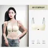 Sujetador sin costuras para mujer de busto pequeño, con efecto push-up para prevenir la flacidez y realzar el volumen, con un busto estilo cómic con pedrería brillante, tirantes finos y cómoda transpirabilidad