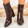 Botas curtas botas de couro genuíno mulheres zíper traseiro botas curtas mulheres salto grosso médio couro genuíno botas únicas interior e exterior salto novo estilo outono e inverno versão coreana
