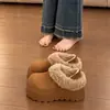 Botas de Neve Simples para Exterior Sapatos de Algodão Birken Engrossados para Mulheres com Veludo Extra Versátil 2026 Novos Sapatos Slip-on Peludos de Inverno