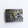 Hebilla de cinturón vaquera occidental de zinc nueva de Amazon, hebilla de cinturón retro europea y americana con diseño de calavera de vaca Reteo, disponible en stock.