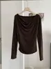 Camiseta Base de Manga Larga con Cuello Barco KEKEZOON Otoño/Invierno 2026 Cachemir de Proteína Color Sólido Ropa Interior Camiseta Top 9382