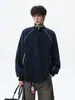 Chaqueta Deportiva Estilo Americano con Costuras de Contraste Abrigo para Hombre Otoño Nuevo Diseño Holgado Sentido de la Moda Casual Tendencia Sudadera con Cuello Alto