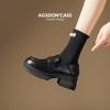 Mocasines de Suela Gruesa Augusden para Mujer, Nuevo Estilo Otoño e Invierno 2026, Zapatos de Cuero Negros de Tacón Alto, Zapatos Individuales Ingleses de Estilo Francés