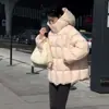 Abrigo acolchado de algodón y plumón de invierno 2026 para mujer, de longitud media, estilo nuevo, con capucha, corte holgado, chaqueta de algodón engrosada