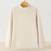 Camiseta térmica base para hombre de cuello semi-alto cepillada, sudadera de cuello medio, 260g, ropa interior térmica de forro polar de doble cara para otoño/invierno