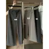 Calça casual reta estilo coreano minimalista Hers Sweet 2026 Outono/Inverno, mistura de lã com aspecto de papel, para mulheres 92540