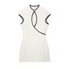 Moda europea y americana transfronteriza Bestseller de AliExpress: vestido mini de moda con ribete de color contrastante