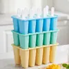 Molde para paletas de hielo de color puro con 10 cavidades, para hacer paletas caseras, molde de silicona de grado alimenticio con diseño de caricatura