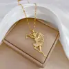 [Acero de titanio] Chica de ballet luz de lujo elegante precioso collar completo de diamantes femenino Red popular cadena para la clavícula versátil cadena de acero de titanio
