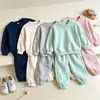 Conjunto de Color Sólido para Niños para Primavera y Otoño, Conjunto de Ropa a Juego Elegante y de Moda para Padres e Hijos para Niñas, Conjunto Deportivo de Dos Piezas para Bebés y Niños Pequeños