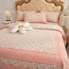 Explosiones de Tesoros Estilo Coreano Pastoral Floral Pequeño Juego de Cuatro Piezas Algodón Engrosado Amigable con la Piel Cepillado Sábana para Cama Individual y Doble Funda de Edredón para Dormitorio