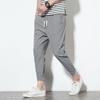 Pantalones de Lino para Hombre de Verano Estilo Coreano de Moda Pantalones Casuales de 9 Puntos Marca de Tendencia Pantalones de 8 Puntos Ajustados Adelgazantes de Tobillo