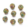 Cuentas de Gota de Aceite de Cobre, Cuentas de Hoja de Gota de Aceite de Oro Antiguo, Cuentas Huecas con Patrón de Nube, Cuentas para Bordar, Cuentas Sueltas para Pulsera y Collar Hechos a Mano para DIY