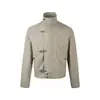 2026 Chaqueta Corta Fresca y Elegante Estilo Chino Nuevo Abrigo Americano de Corte Limpio para el Atuendo OOTD de Primavera y Otoño para Hombre