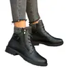 Botas Martin Planas de Cremallera Lateral Corta Estilo Europeo y Americano para Mujer con Hebilla de Cinturón y Cordones, Botas de Cuero de Caña Alta, Botas Martin Fuente de los Deseos