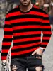 2026 Transfronterizo Manga Larga Casual Europeo y Americano Cuello Redondo Camiseta de Manga Larga Rayada Suéter Superior para Hombre