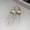 Brincos de Tarraxa com Franja de Rosa Retro Francês Pérola Temperamento Elegante de Fada Brincos de Nicho Acessórios de Orelha de Luxo Leve High-End para Mulheres