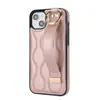 Adecuado para iPhone 15 Funda de Cuero con Pulsera de Anillo 15Pro Moda Cuero Patrón Ondulado Funda Totalmente Cubierta Resistente a Caídas