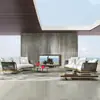 Sofá de exterior, móveis de jardim, móveis de pátio, sofá de vime à prova d'água e resistente ao sol, móveis de lazer para casas de férias, móveis de teca