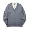 Suéter retro de estilo japonés Rumeng, look "old money", cuello en V, unisex, corte holgado, casual y versátil, tejido