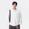 Nueva Sudadera con Capucha Estilo Americano para Hombre Camisa Polo Primavera y Otoño Holgada Cómoda Casual Versátil Manga Larga Cuello Solapa Camiseta Hombre de Moda