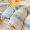Conjunto de Cama de Quatro Peças de Jacquard de Algodão Puro Tecido Japonês Nishikawa Lavável à Máquina Lençol de Cima Capa de Edredom Lençol de Elástico