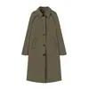 Moda Feminina Europeia e Americana Comércio Exterior Outono Intermediário Novo Estilo Temperamento Elegante Versátil Gola Lapela Botão Único Gabardine Casaco