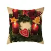 Funda de almohada creativa navideña estilo caricatura pintada a mano Funda de cojín decorativa de árbol de Navidad, trineo, Papá Noel