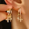 Pendientes asimétricos de estrella y luna de Amazon, superventas entre Europa y Estados Unidos, traje de tres piezas, pendientes de circonita de moda, pendientes con hebilla