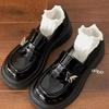 Mocasines de Cuero Suave con Mariposa de Metal y Suela Gruesa para Mujer 2026 Primavera Nuevo Estilo Británico Tacón Grueso Planos Moda Zapatos de Mujer