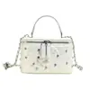 Bolso pequeño cuadrado de cadena con incrustaciones de diamantes de estilo coreano de lujo ligero para mujer, bolso de mano casual versátil, bolso de hombro y bandolera elegante para el trabajo