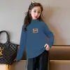 Y2018# camisa interior de terciopelo para niñas otoño e invierno nueva camiseta acolchada de manga larga con cuello semi-alto estilo occidental para niños