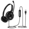 Auriculares de alta gama circumaurales con cancelación de ruido ENC, doble interfaz USB, auriculares para teléfono Type-C con micrófono de cable y sonido estéreo