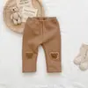 Calça Grande de PP para Bebê Outono e Primavera Calça de Ursinho Cartoon Fofa Camada Base Casual para Bebês e Crianças Pequenas Calça Longa Elástica Nova
