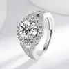 Nuevo Anillo de Plata 925 Chapada con Imitación de Moissanita de 2 Quilates, Venta Caliente de Comercio Electrónico en Vivo Transfronterizo, Anillo de Moda de Lujo para el Día a Día