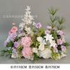 Simulación de jardín Monet, paisaje decorativo, hilera de flores, bosque, planta verde, ceremonia de boda, comercial, estilo francés.