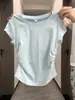 Camiseta de Verano 2026 con Fruncido Estilizador para Mujer, Estilo Dulce y Picante, Cuello Redondo, Hombro Normal, Top Trendy Blanco de Manga Corta para Mujer Petite