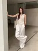 [Sem Trocas ou Devoluções] Calça Larga de Tencel com Textura de Bolinhas, Bolsos Diagonais e Cordão Calça Casual para Mulheres Ye0127