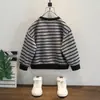 Sudadera Rayada para Niños 2025 Otoño Nueva Estilo Coreano Holgada Casual Moda Tendencia Sudadera para Niños