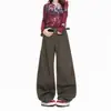 Pantalones anchos de pierna recta con corte curvo, estilo americano retro de principios de otoño, pantalones vaqueros casuales de trabajo largos hasta el suelo para mujer, Yichun