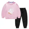 Primavera e Outono 2023 nova roupa infantil transfronteiriça suéter infantil calça conjunto de duas peças cor sólida bebê algodão manga longa