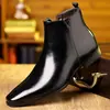 Superventas de Amazon Botas Chelsea Talla Grande Transfronterizas Botas de Cuero de Caña Alta Punta Fina Estilo Británico Botas para Hombre